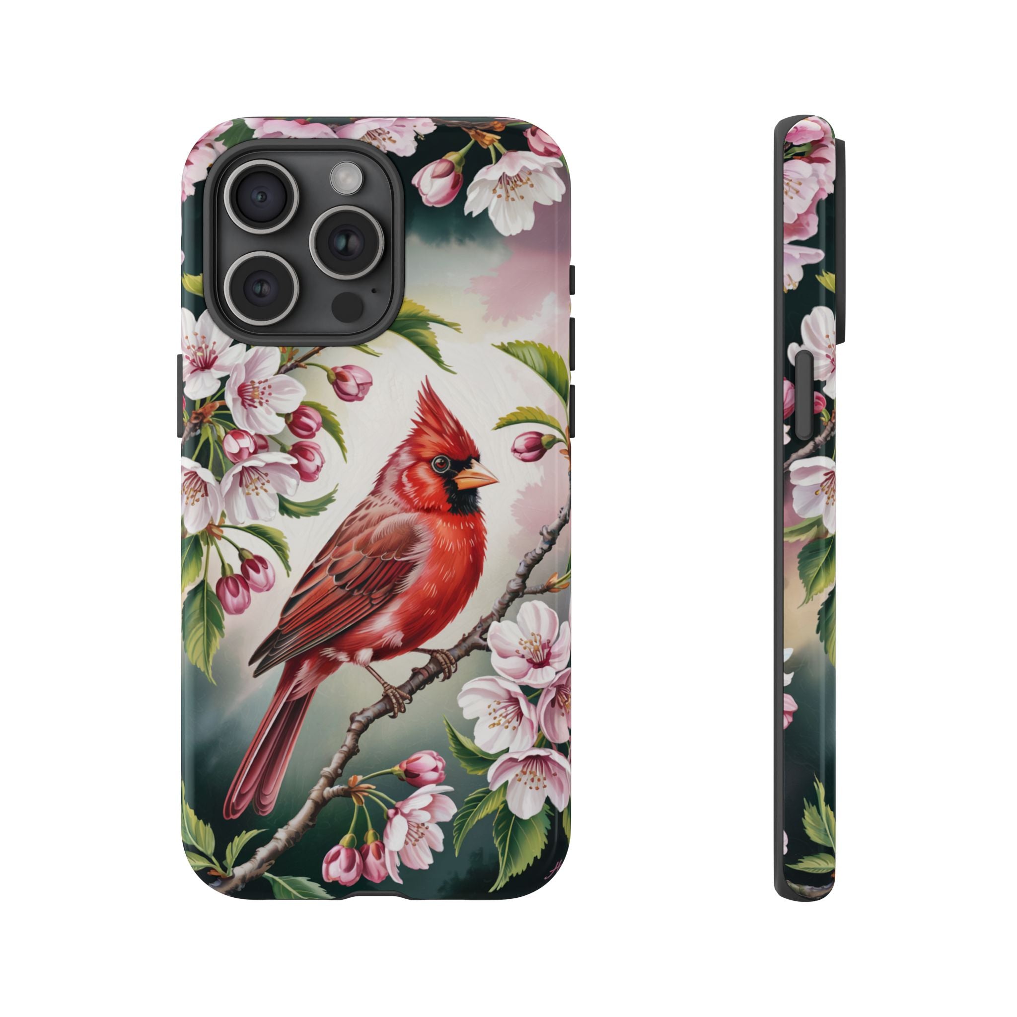 Cardinal Smartphone Case, Red Cardinal on Cherry Tree Branch