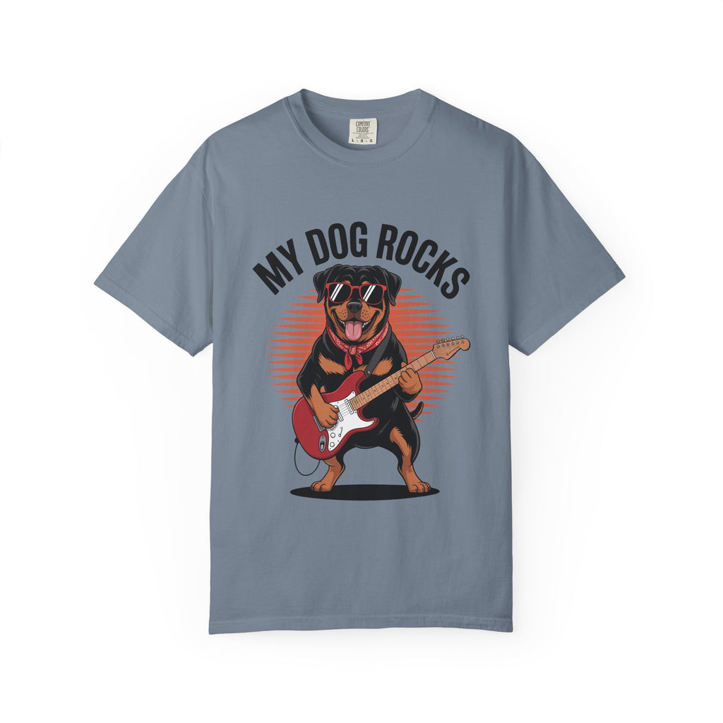 My Dog Rocks, Rottweiler Playing Electric Guitar T-shirt