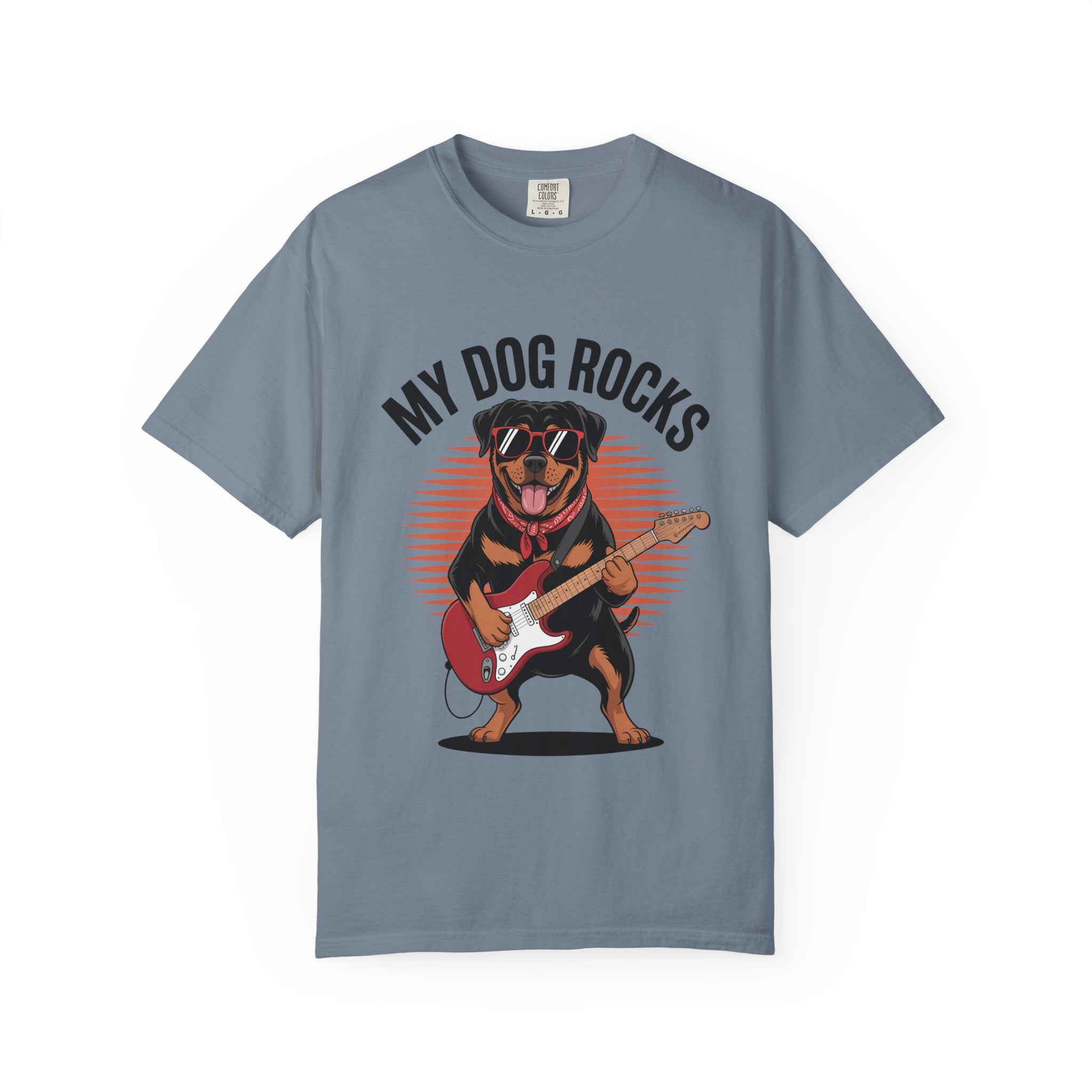 My Dog Rocks, Rottweiler Playing Electric Guitar T-shirt