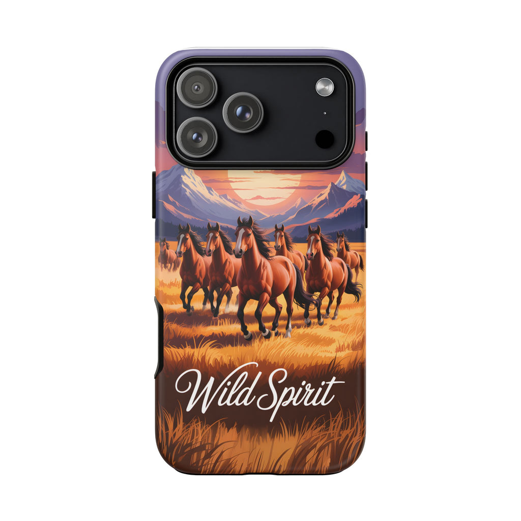 Wild Spirit Phone Case, Wild Horses Running at Sunset Smartphone Cover
