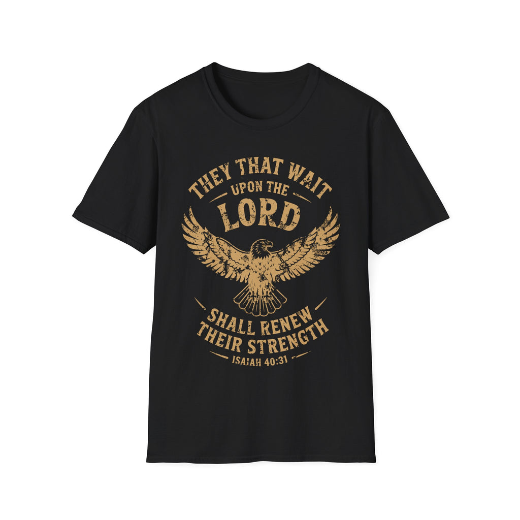 Isaiah 40:31 T-shirt, They That Wait Upon The LORD Shall Renew Their Strength, Brown Ink