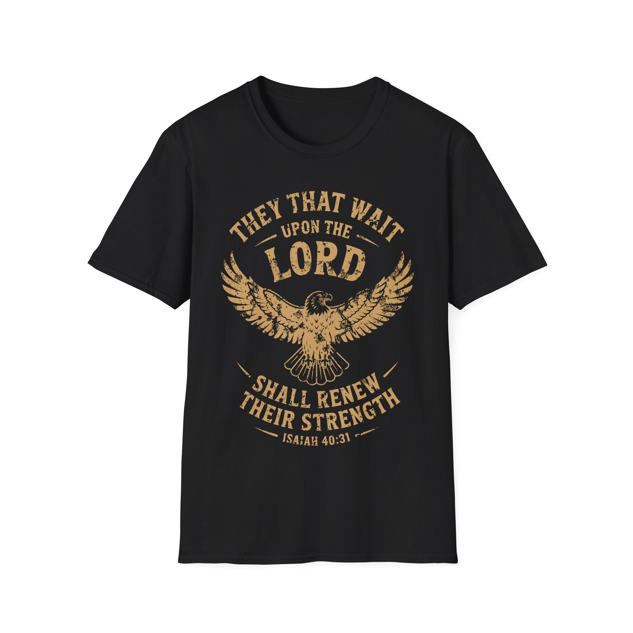 Isaiah 40:31 T-shirt, They That Wait Upon The LORD Shall Renew Their Strength, Brown Ink