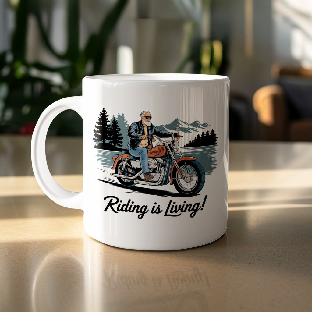 Riding is Living Motorcycle Enthusiast Coffee Cup