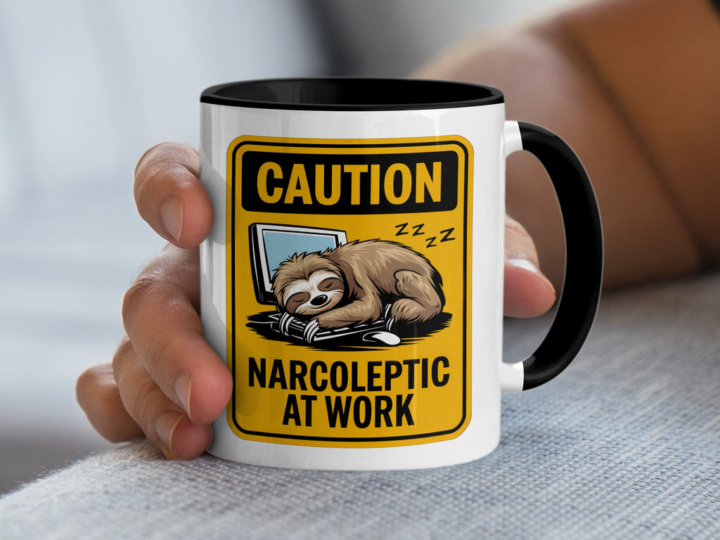 Caution - Narcoleptic at Work, Funny Sloth Coffee Cup