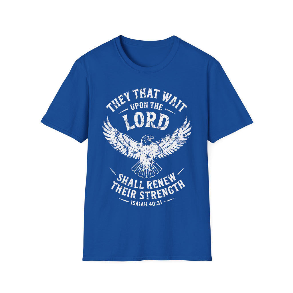Isaiah 40:31 T-shirt, They That Wait Upon The LORD Shall Renew Their Strength, White Ink
