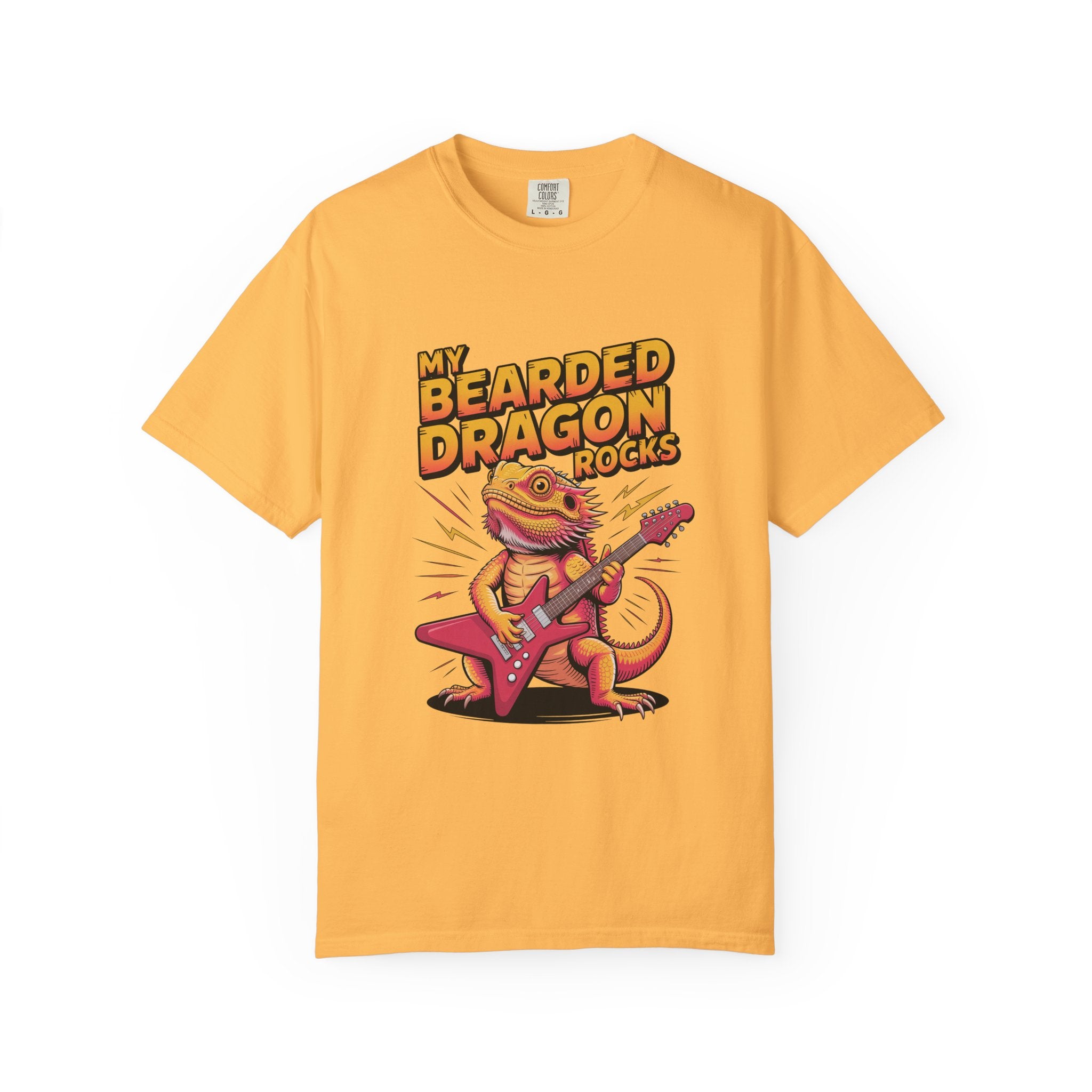 My Bearded Dragon Rocks T-Shirt, Funny Lizard Playing Guitar Tee