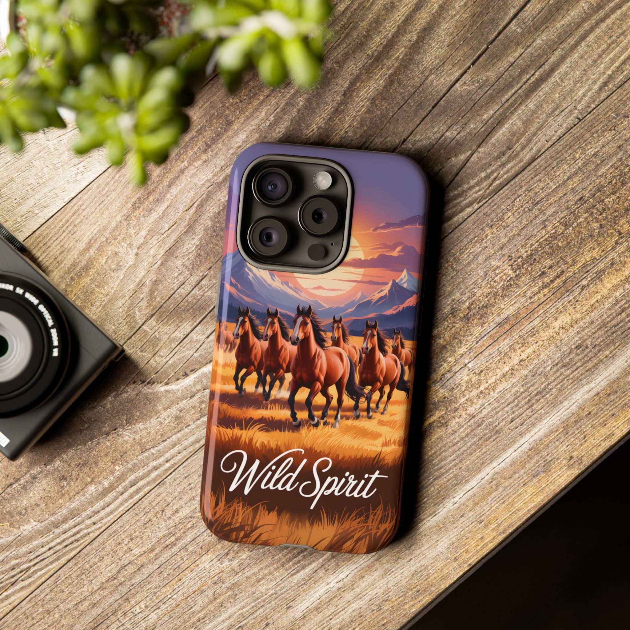 Wild Spirit Phone Case, Wild Horses Running at Sunset Smartphone Cover