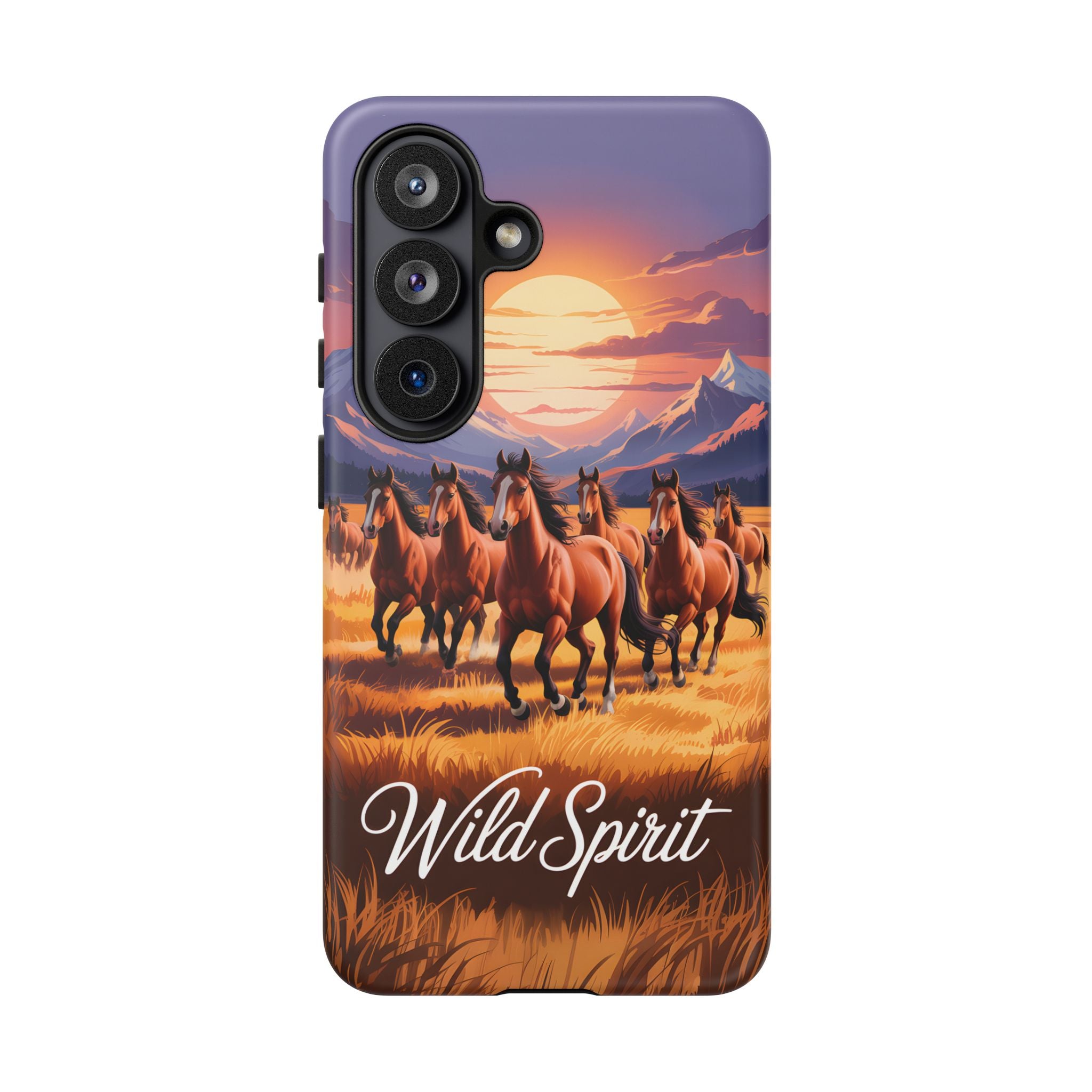 Wild Spirit Phone Case, Wild Horses Running at Sunset Smartphone Cover