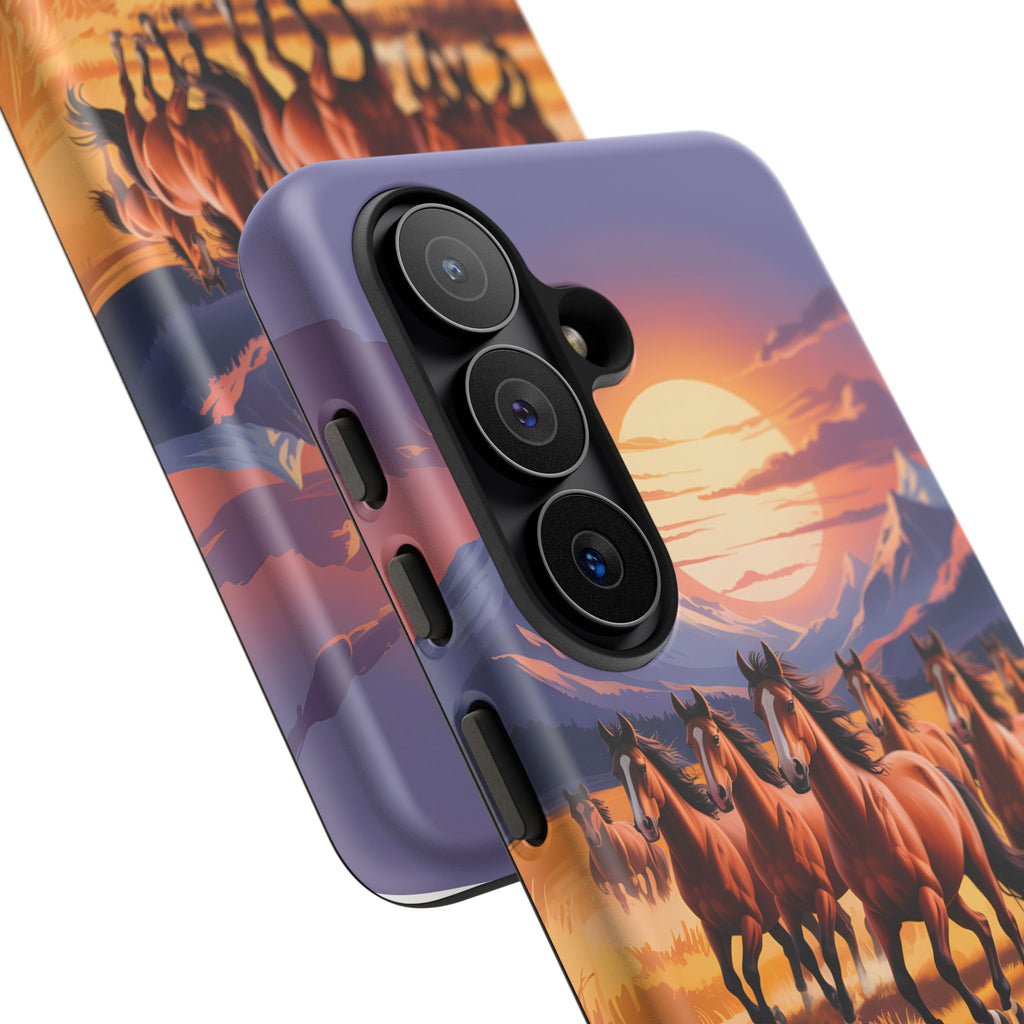 Wild Spirit Phone Case, Wild Horses Running at Sunset Smartphone Cover