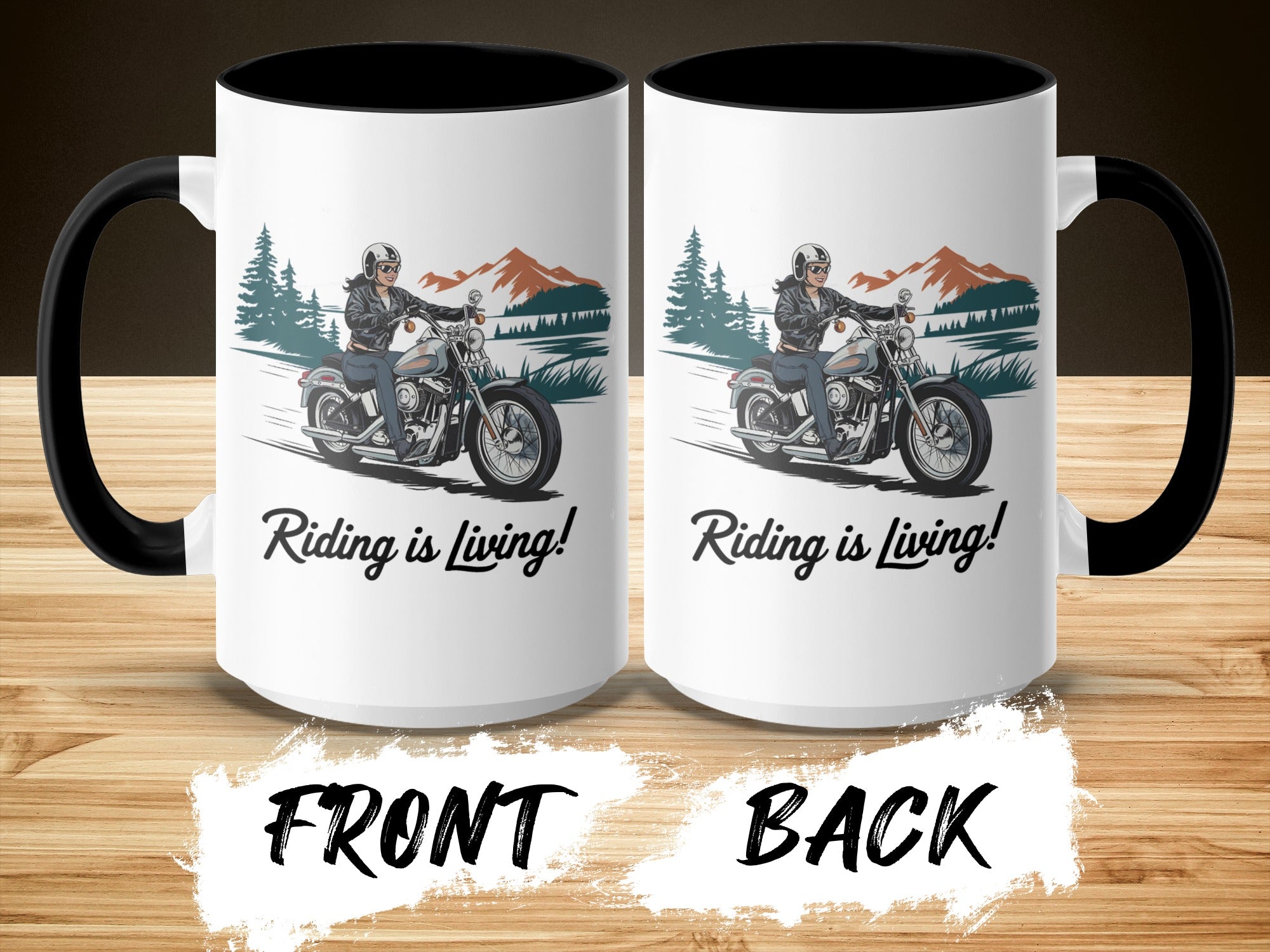 Riding is Living, Woman Motorcycle Rider Coffee Cup