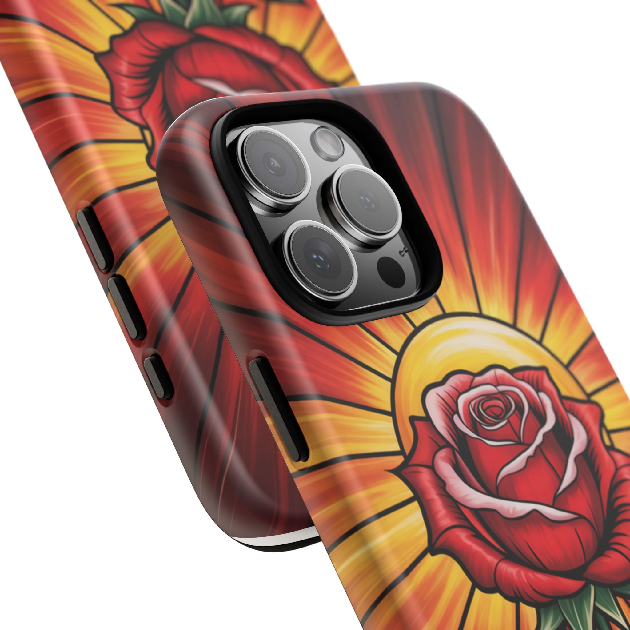 Stained Glass Rose Phone Case, Floral Smartphone Case