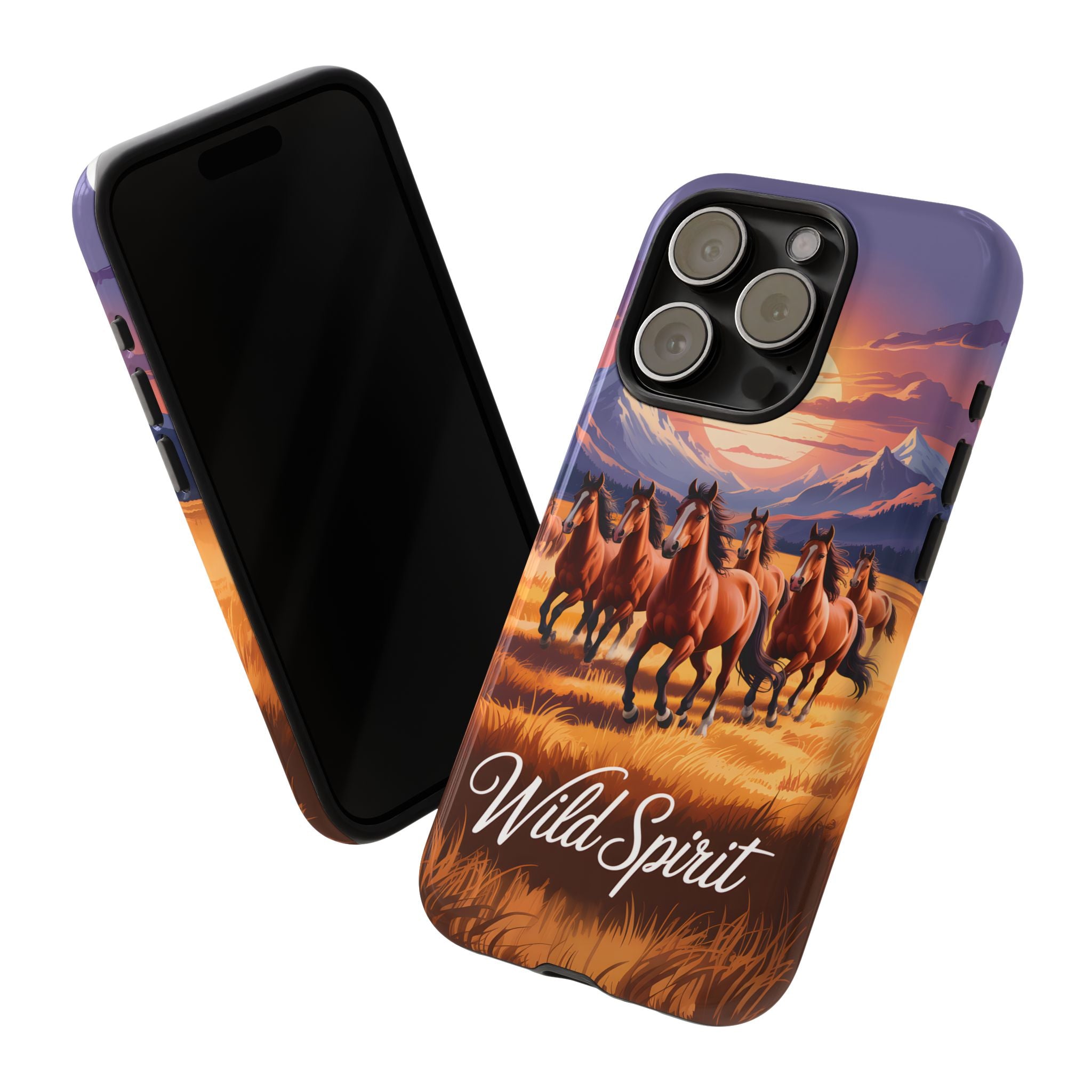 Wild Spirit Phone Case, Wild Horses Running at Sunset Smartphone Cover
