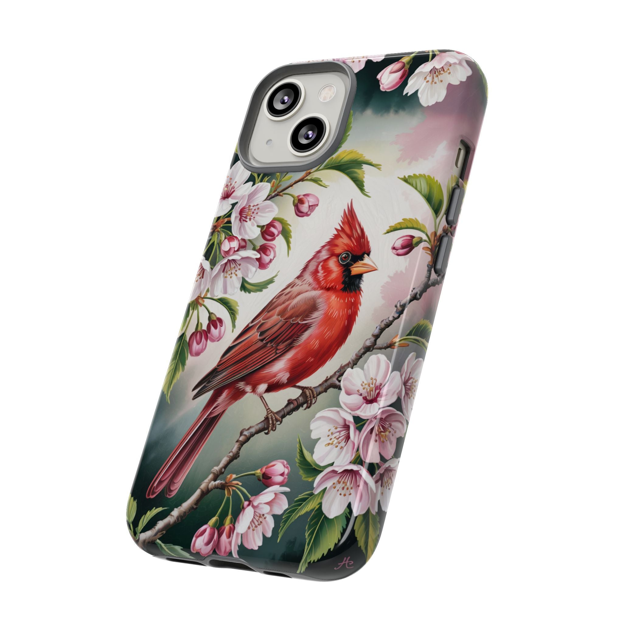 Cardinal Smartphone Case, Red Cardinal on Cherry Tree Branch