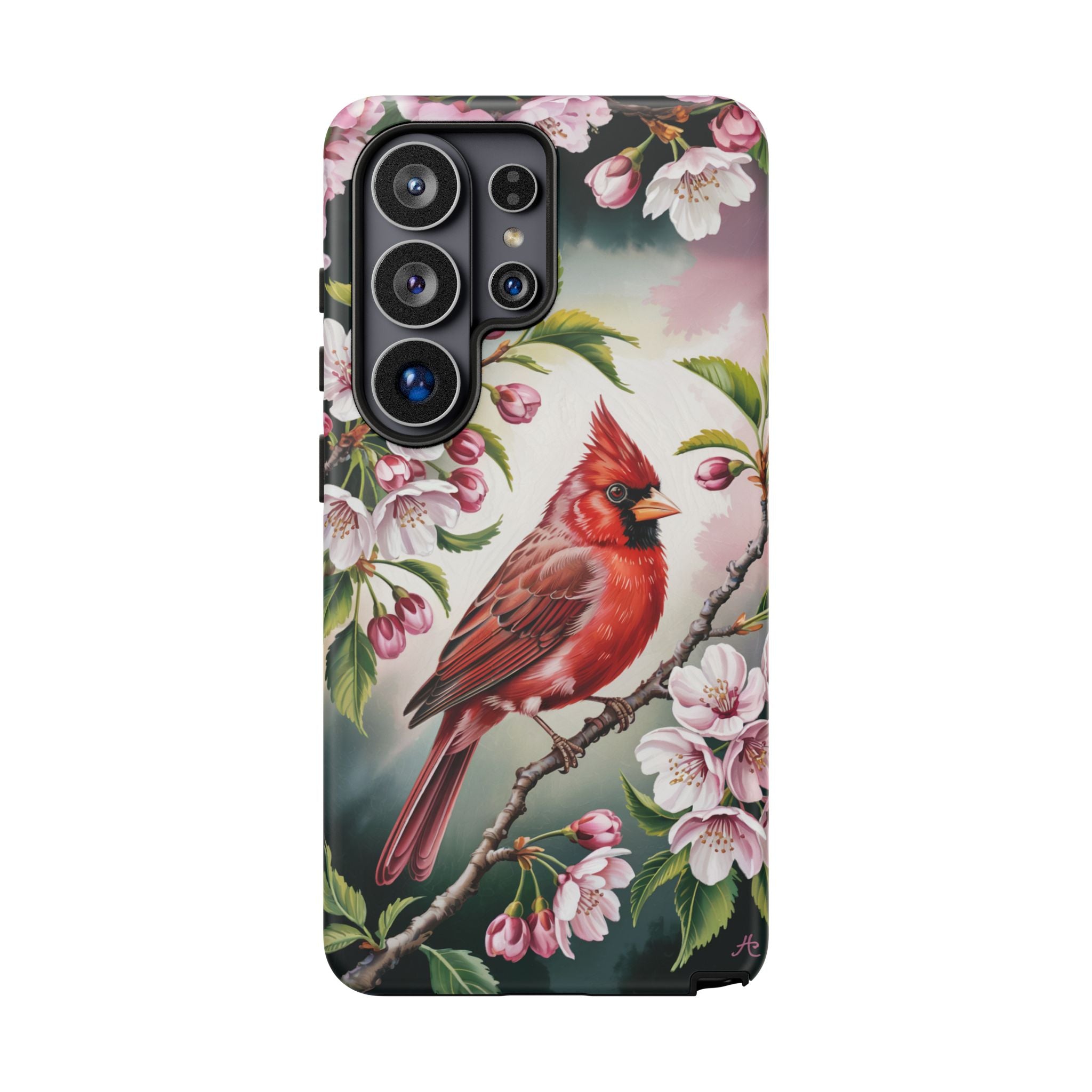 Cardinal Smartphone Case, Red Cardinal on Cherry Tree Branch