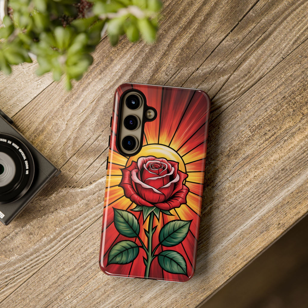 Stained Glass Rose Phone Case, Floral Smartphone Case