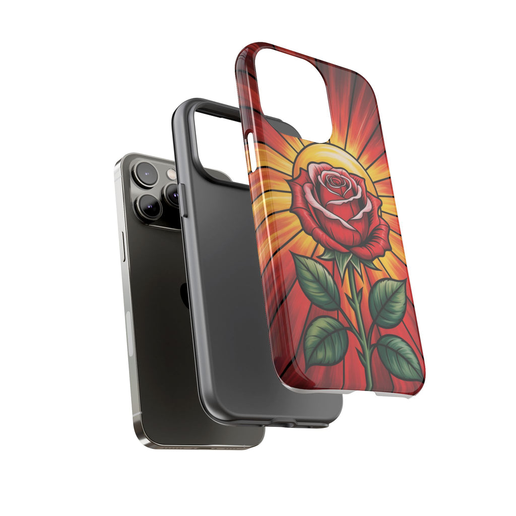 Stained Glass Rose Phone Case, Floral Smartphone Case