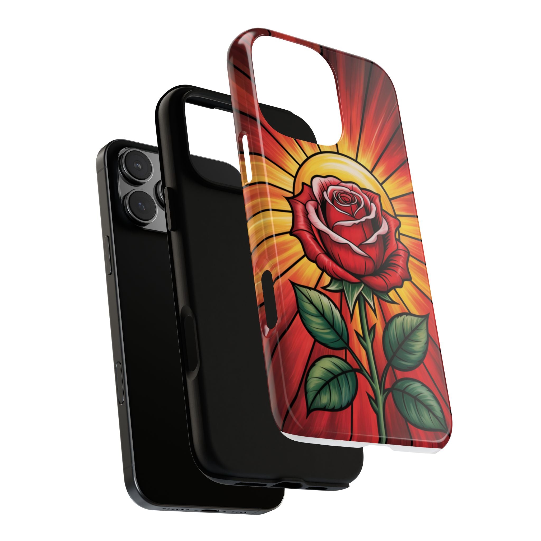 Stained Glass Rose Phone Case, Floral Smartphone Case