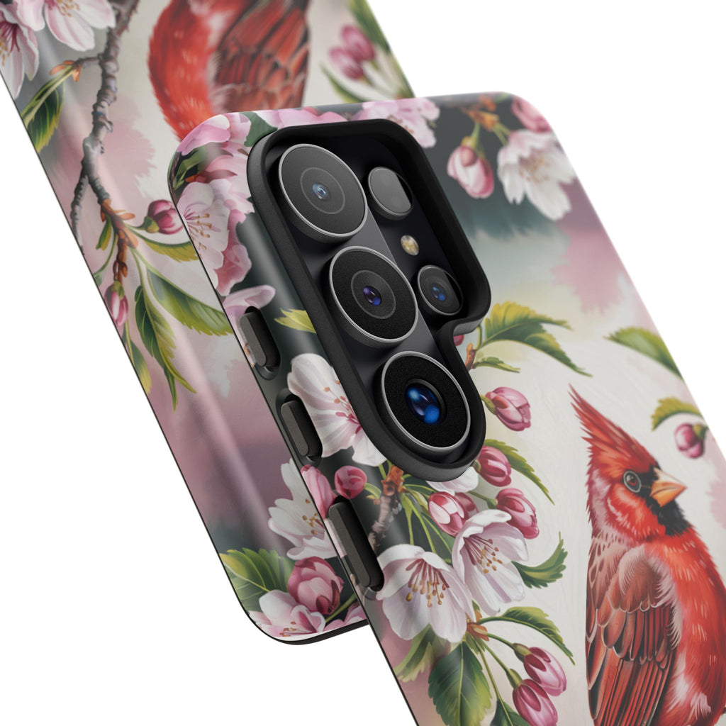 Cardinal Smartphone Case, Red Cardinal on Cherry Tree Branch