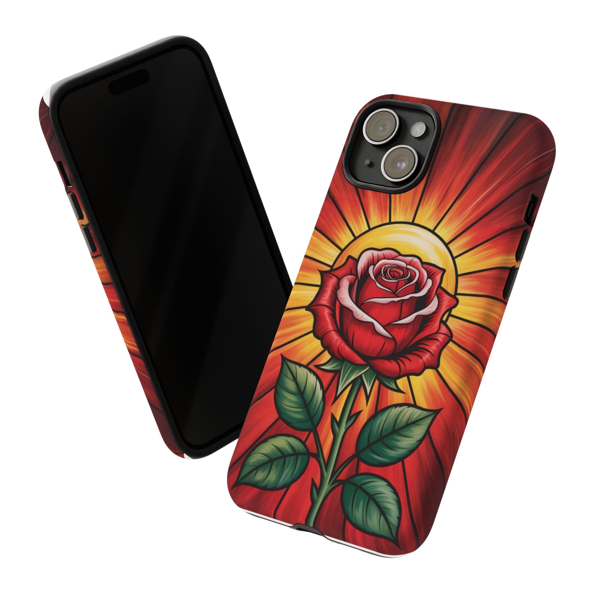 Stained Glass Rose Phone Case, Floral Smartphone Case