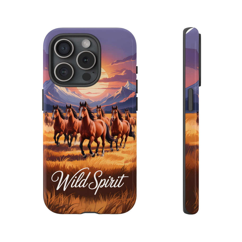 Wild Spirit Phone Case, Wild Horses Running at Sunset Smartphone Cover
