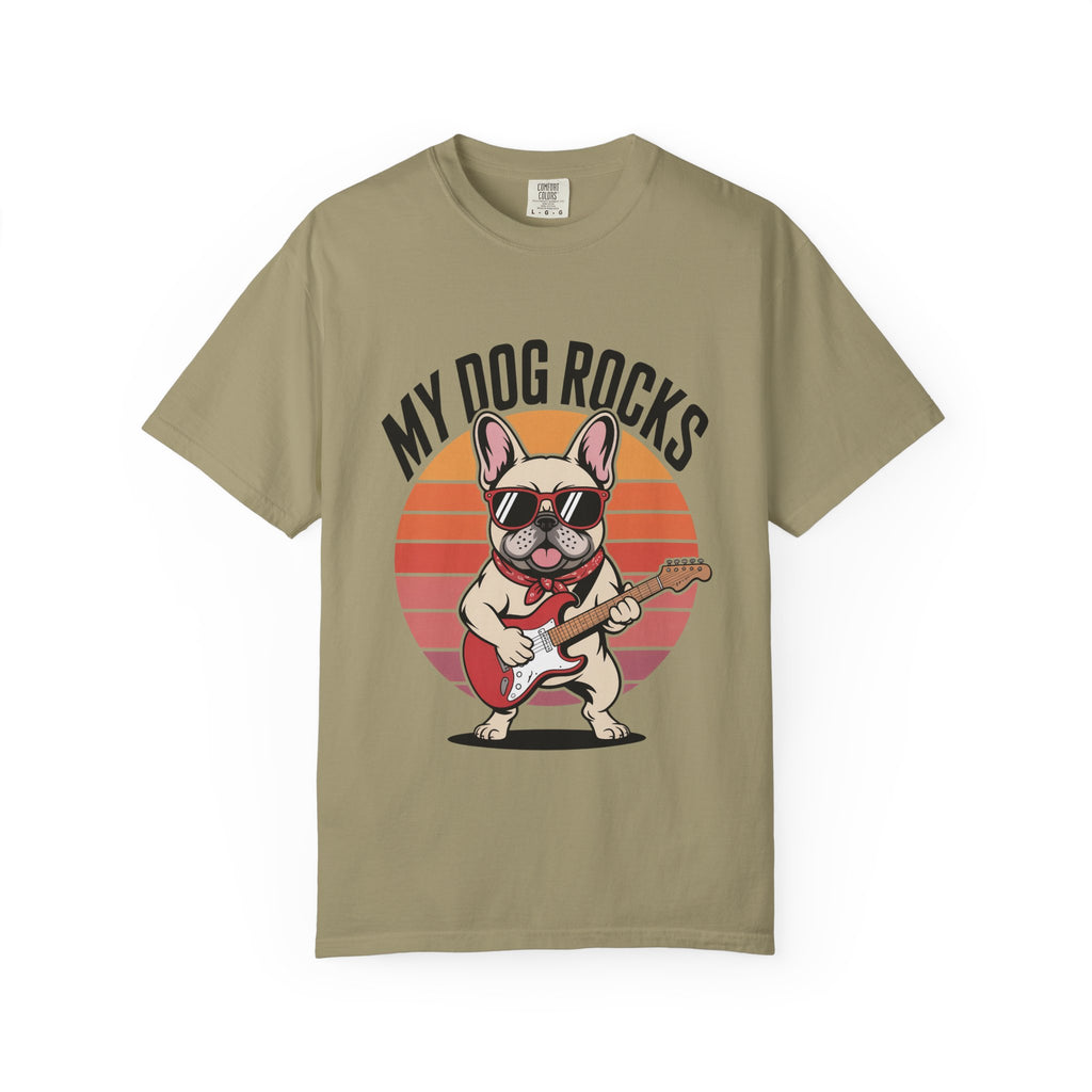 My Dog Rocks, French Bulldog Guitar T-Shirt