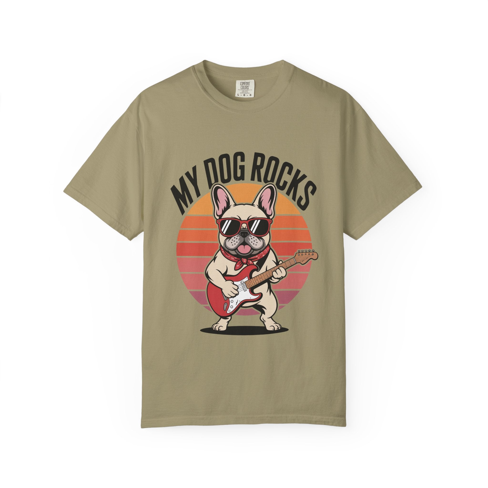 My Dog Rocks, French Bulldog Guitar T-Shirt