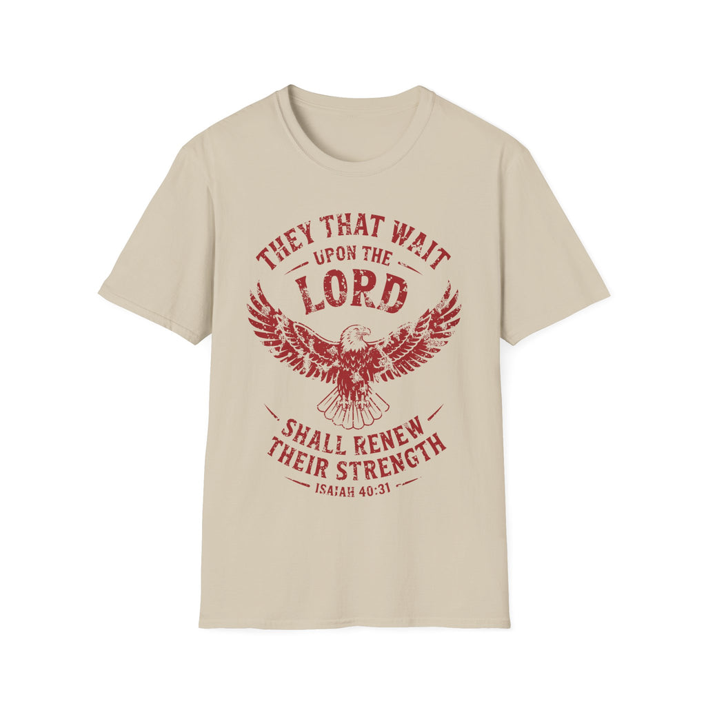 Isaiah 40:31 T-shirt, They That Wait Upon The LORD Shall Renew Their Strength, Red Ink