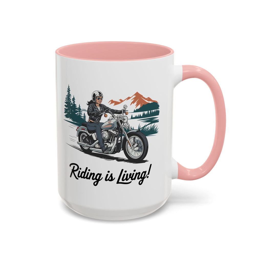 Riding is Living, Woman Motorcycle Rider Coffee Cup