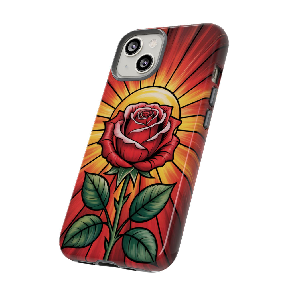 Stained Glass Rose Phone Case, Floral Smartphone Case