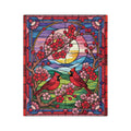 Stained-Glass Cardinal Red Bird Microfiber Blanket