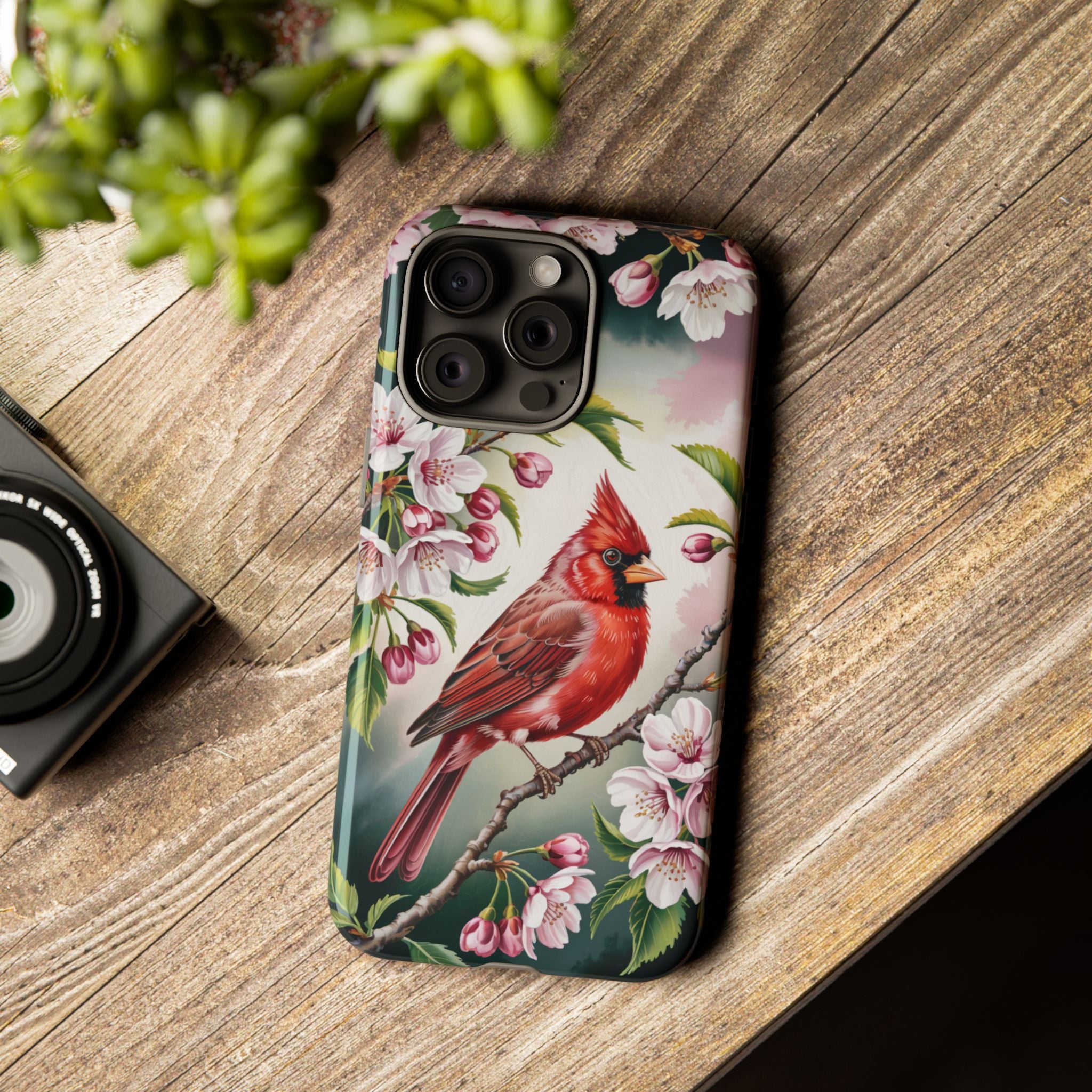Cardinal Smartphone Case, Red Cardinal on Cherry Tree Branch