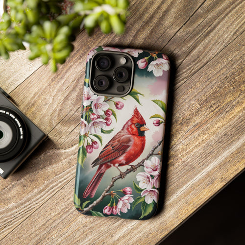 Cardinal Smartphone Case, Red Cardinal on Cherry Tree Branch