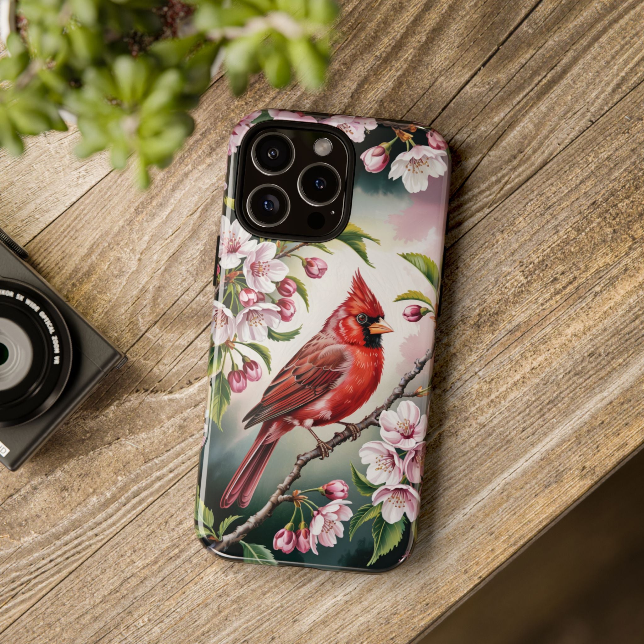 Cardinal Smartphone Case, Red Cardinal on Cherry Tree Branch