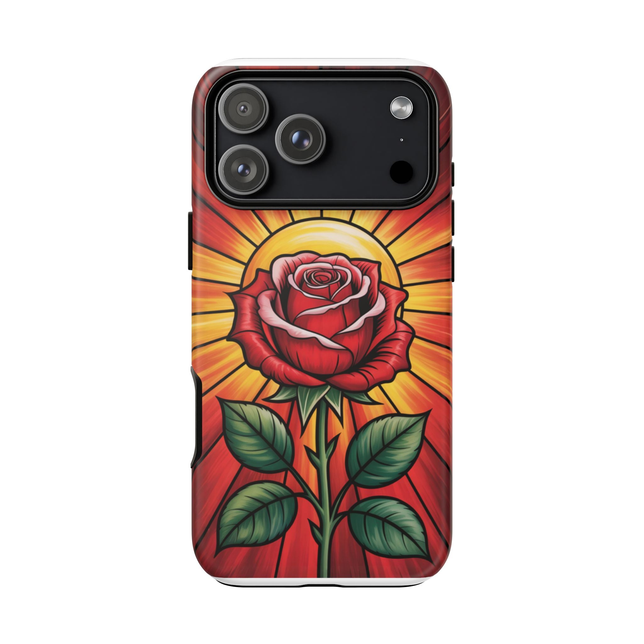 Stained Glass Rose Phone Case, Floral Smartphone Case