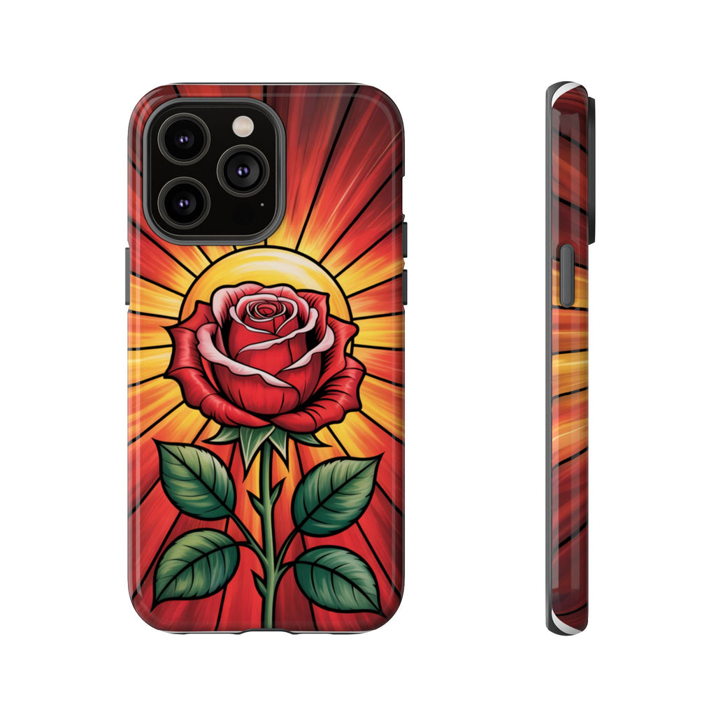 Stained Glass Rose Phone Case, Floral Smartphone Case