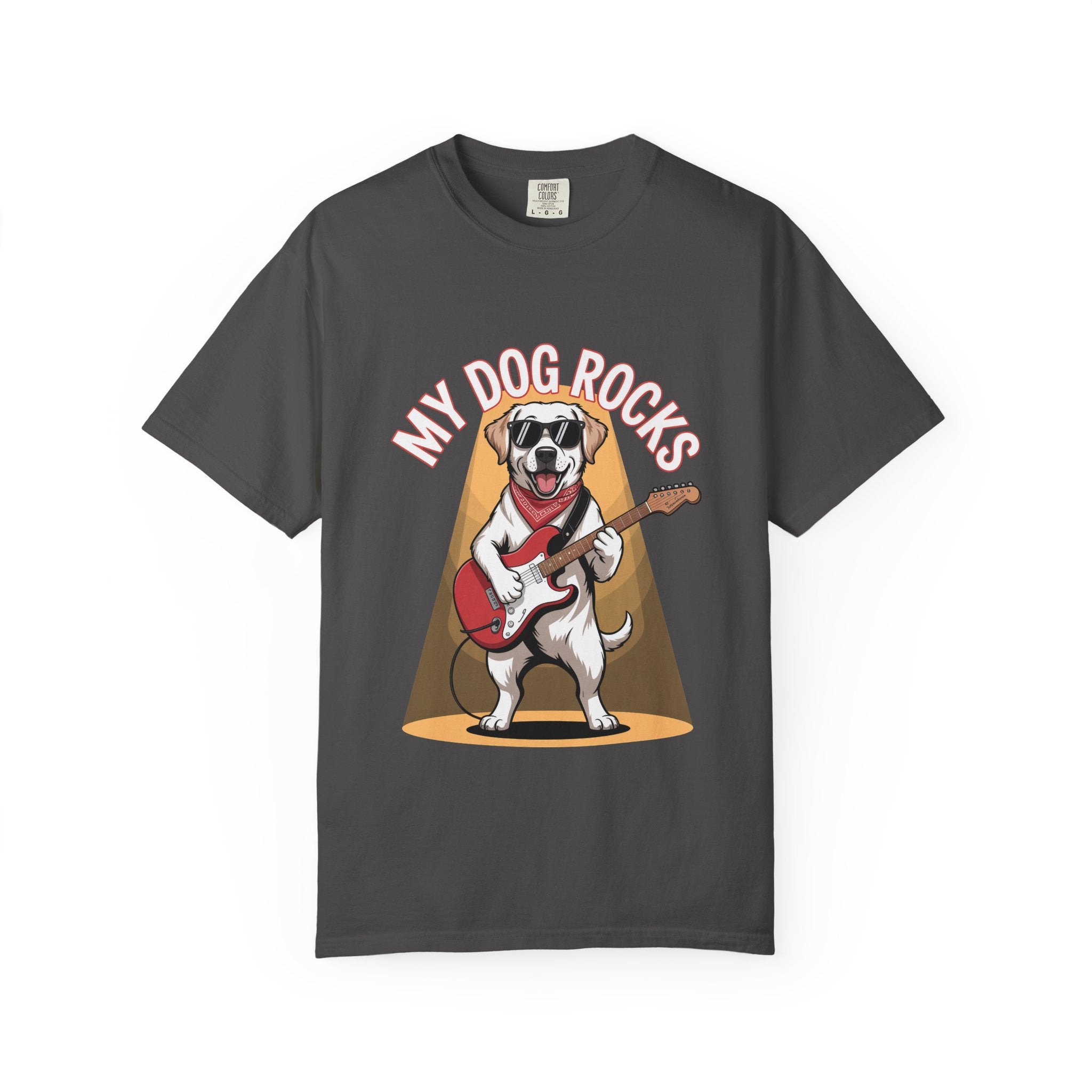 My Dog Rocks T-shirt, Golden Retriever Playing Guitar Tee