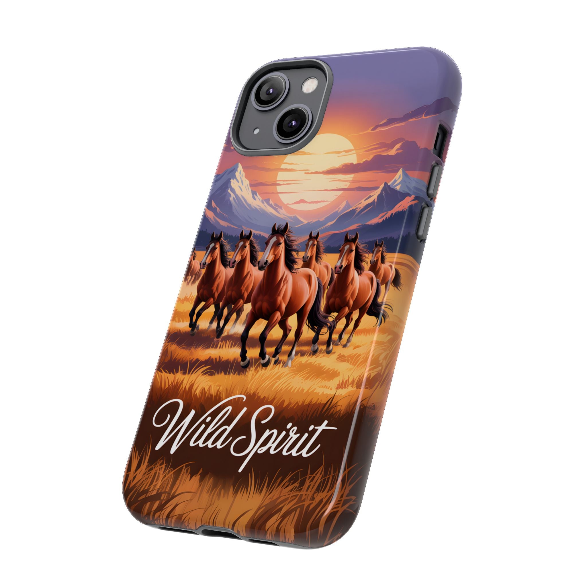 Wild Spirit Phone Case, Wild Horses Running at Sunset Smartphone Cover