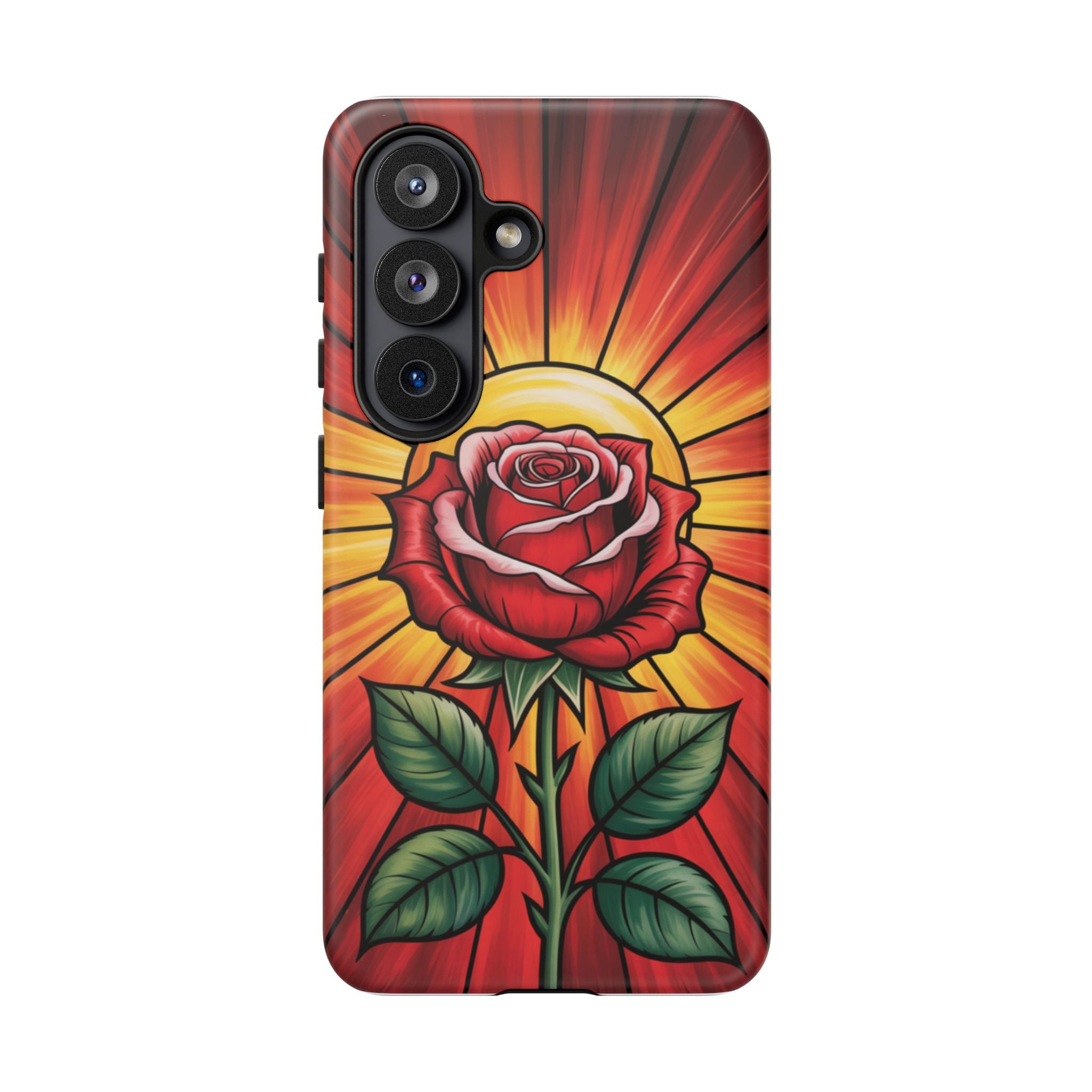 Stained Glass Rose Phone Case, Floral Smartphone Case