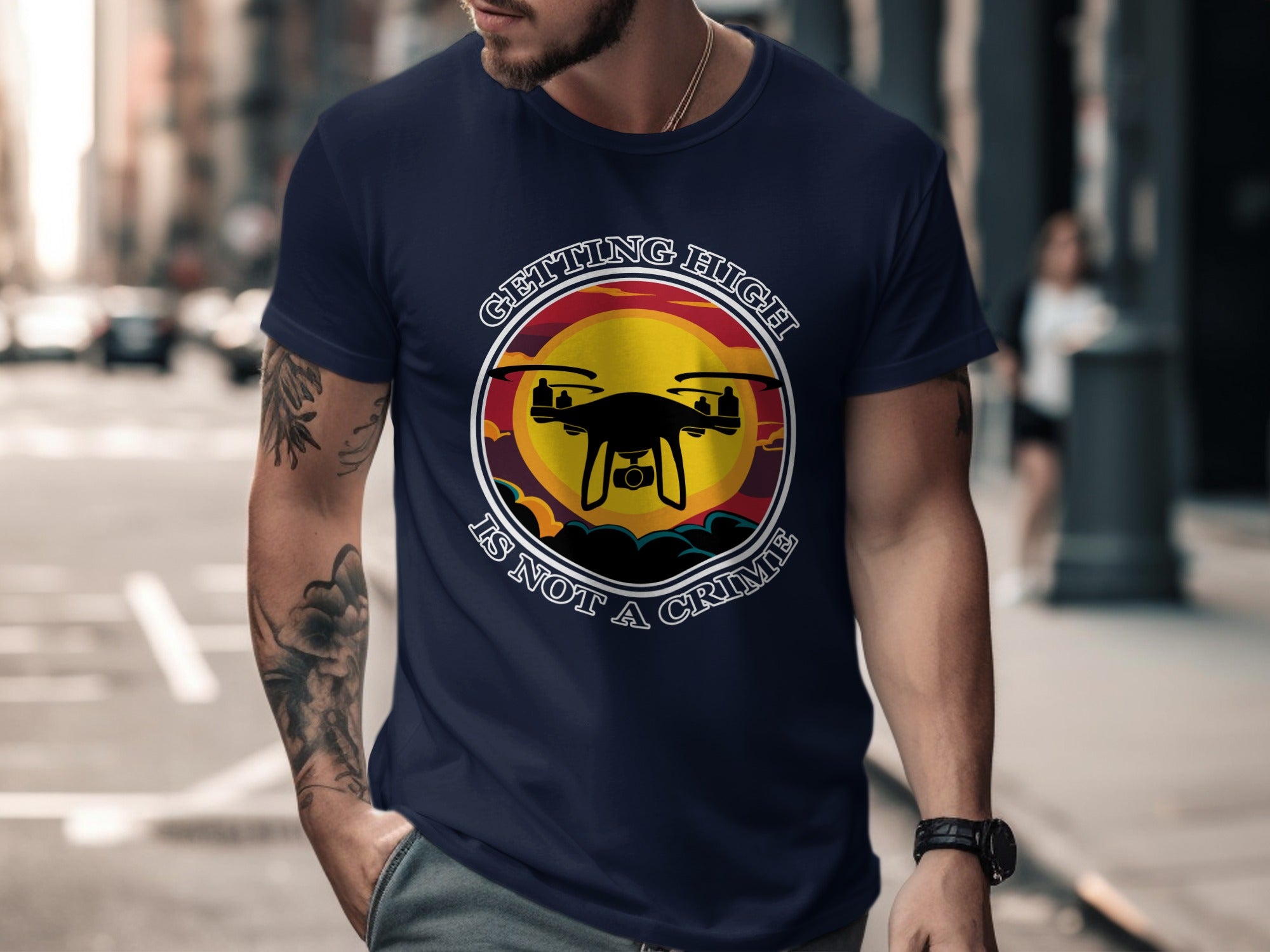 Getting High Is Not A Crime Funny Drone T-shirt
