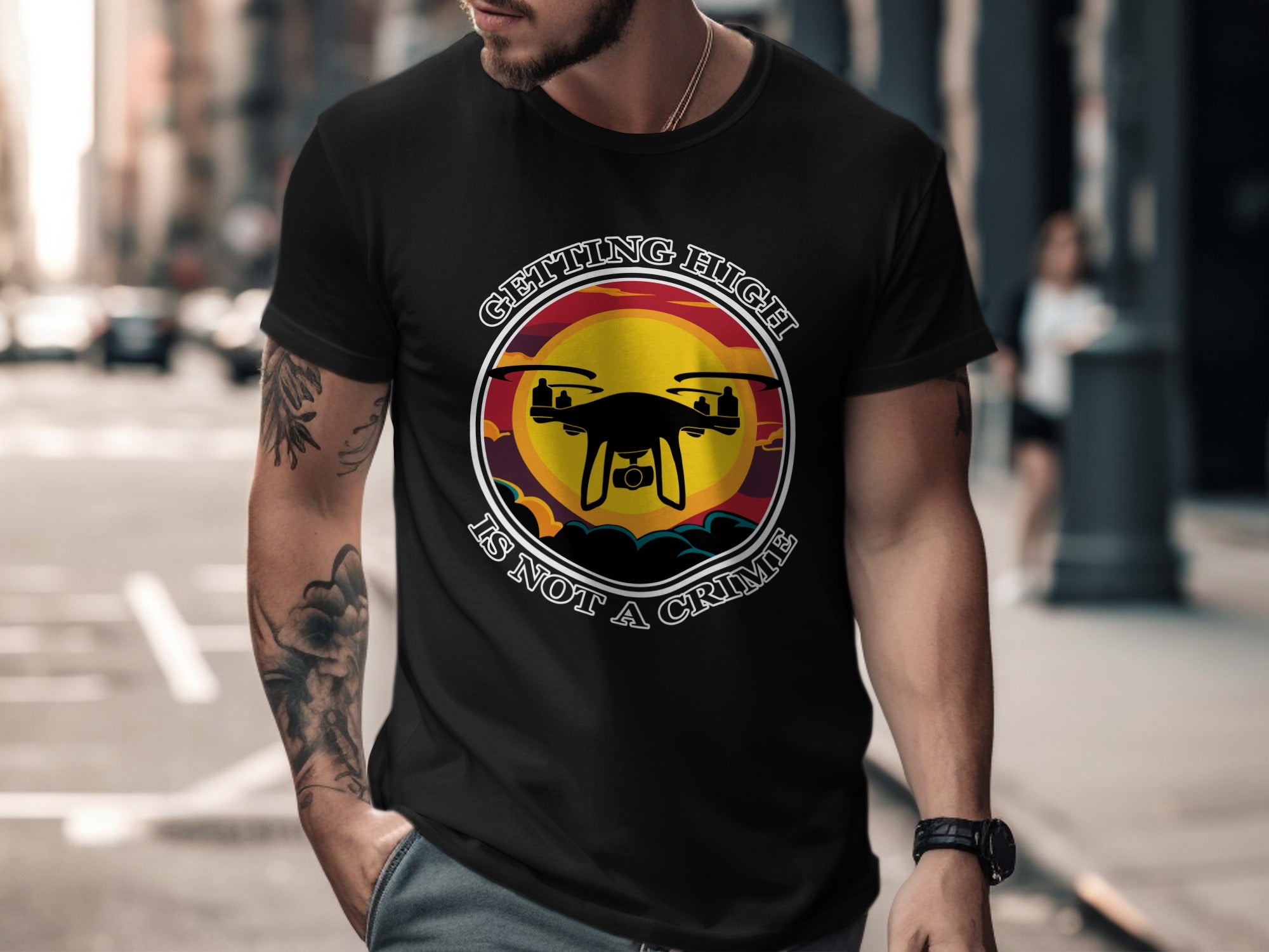 Getting High Is Not A Crime Funny Drone T-shirt