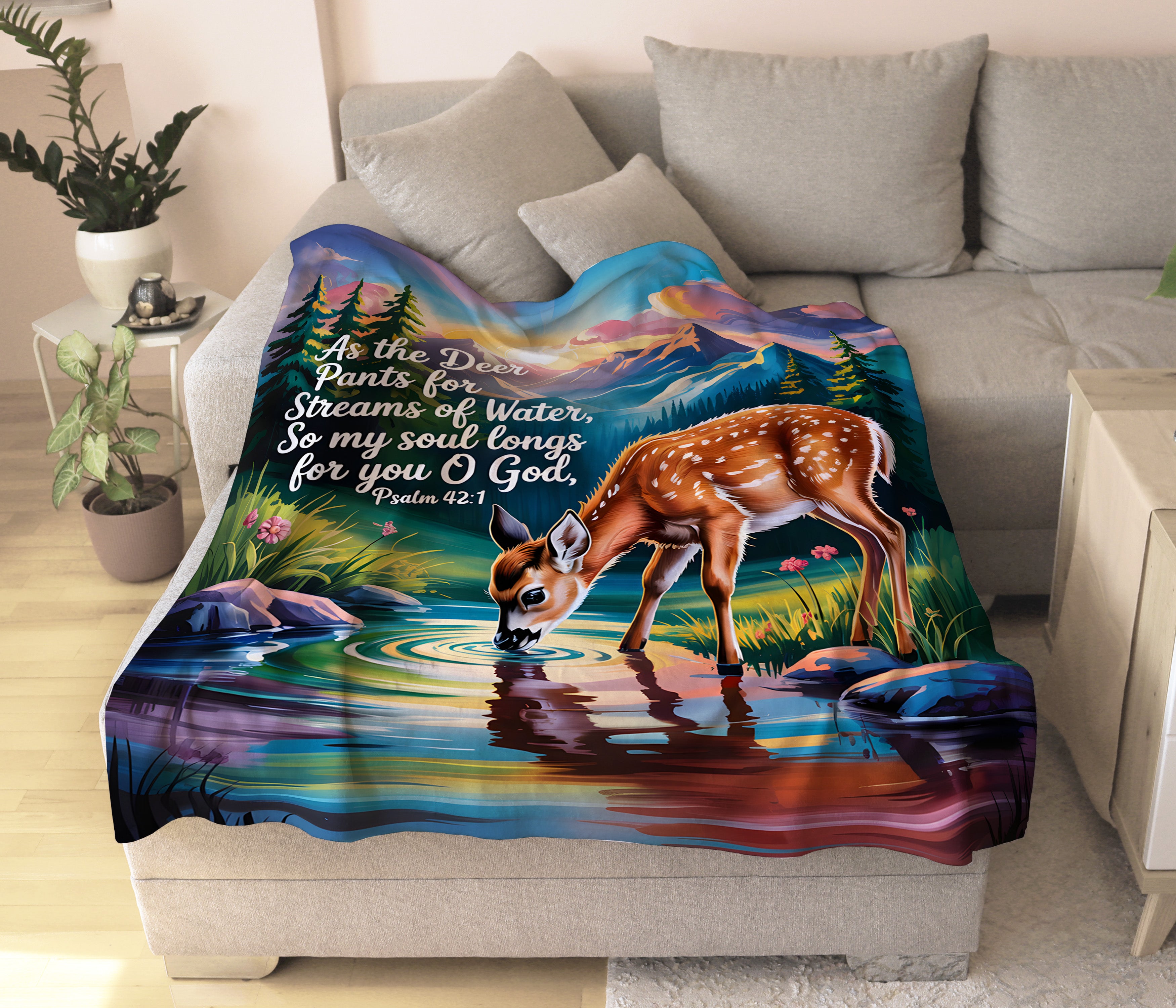 Psalm 42:1 Blanket, As The Deer Pants For Streams of Water, So My Soul Longs for You O God