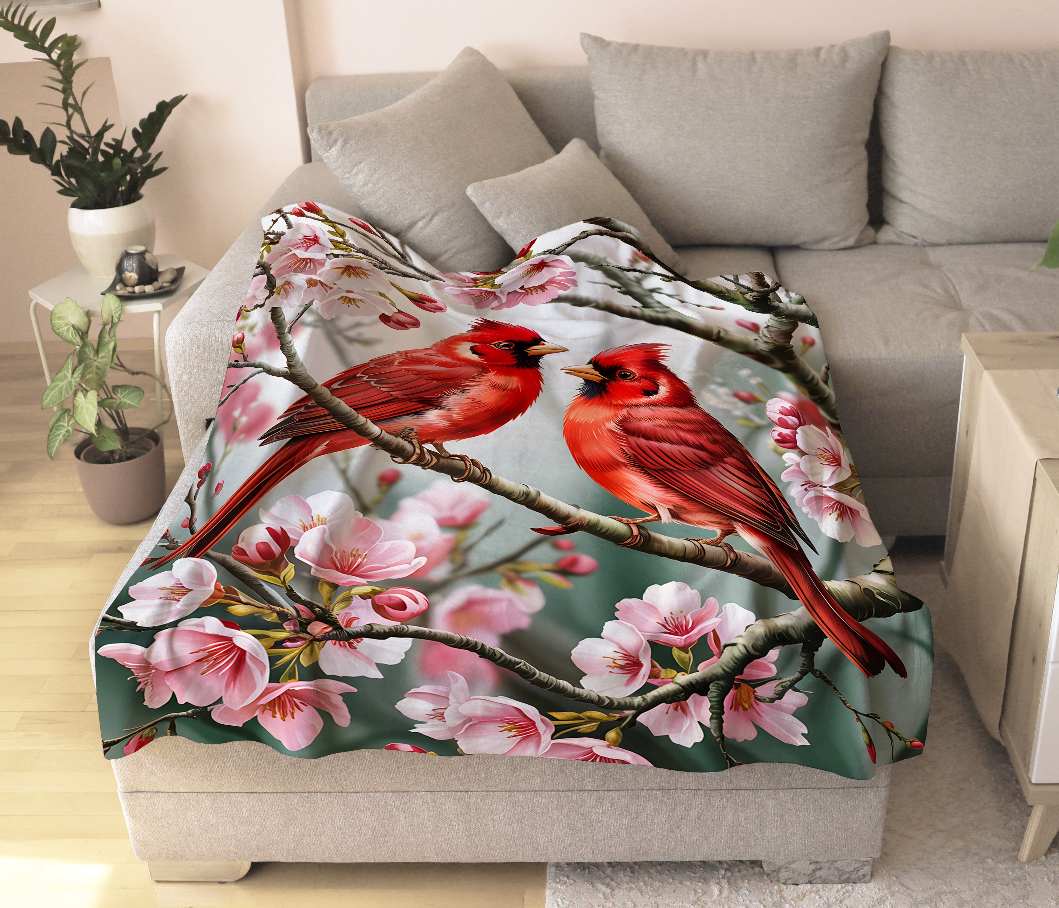 Cardinal Red Bird Microfiber Blanket