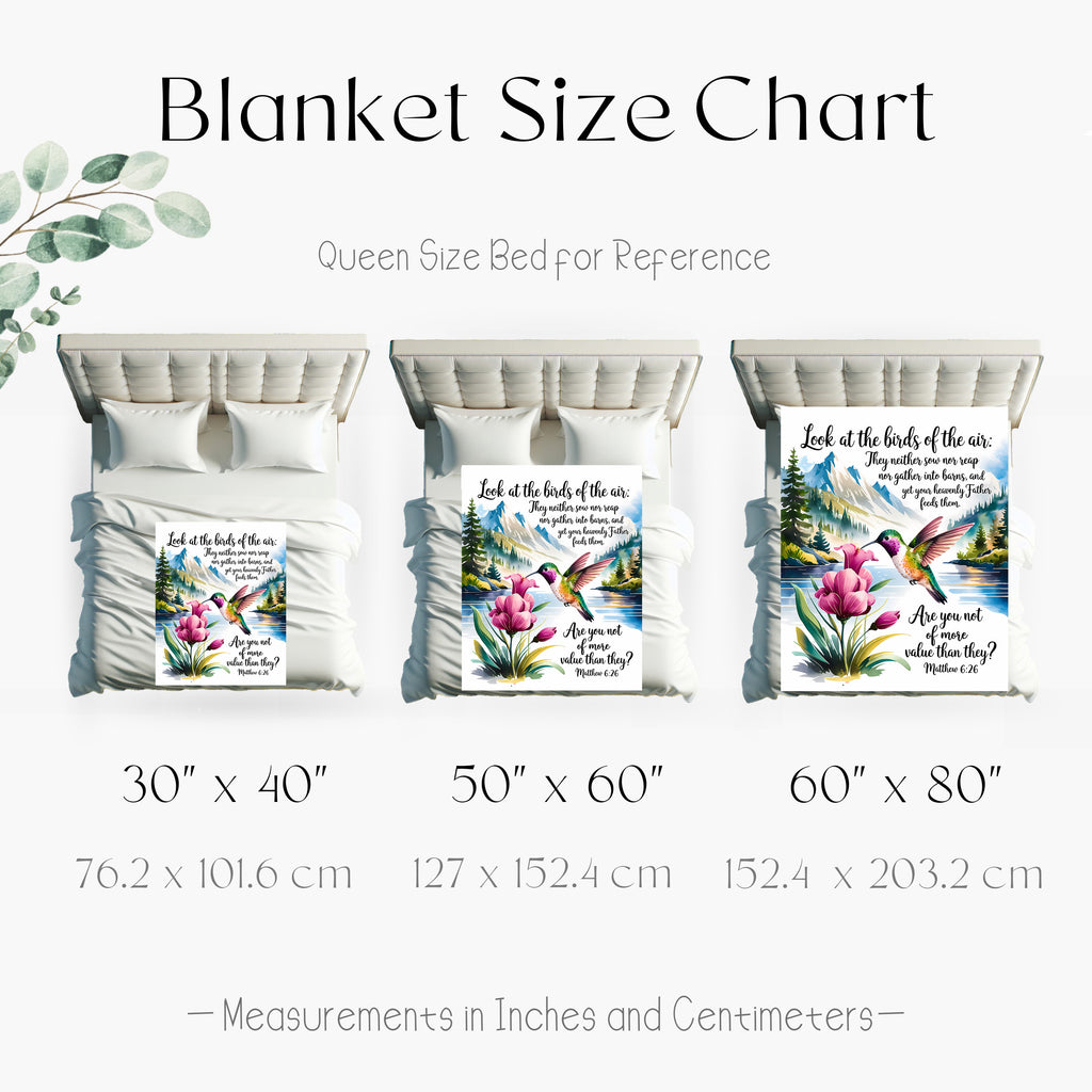 Hummingbird Blanket with Matthew 6:26 Bible Verse