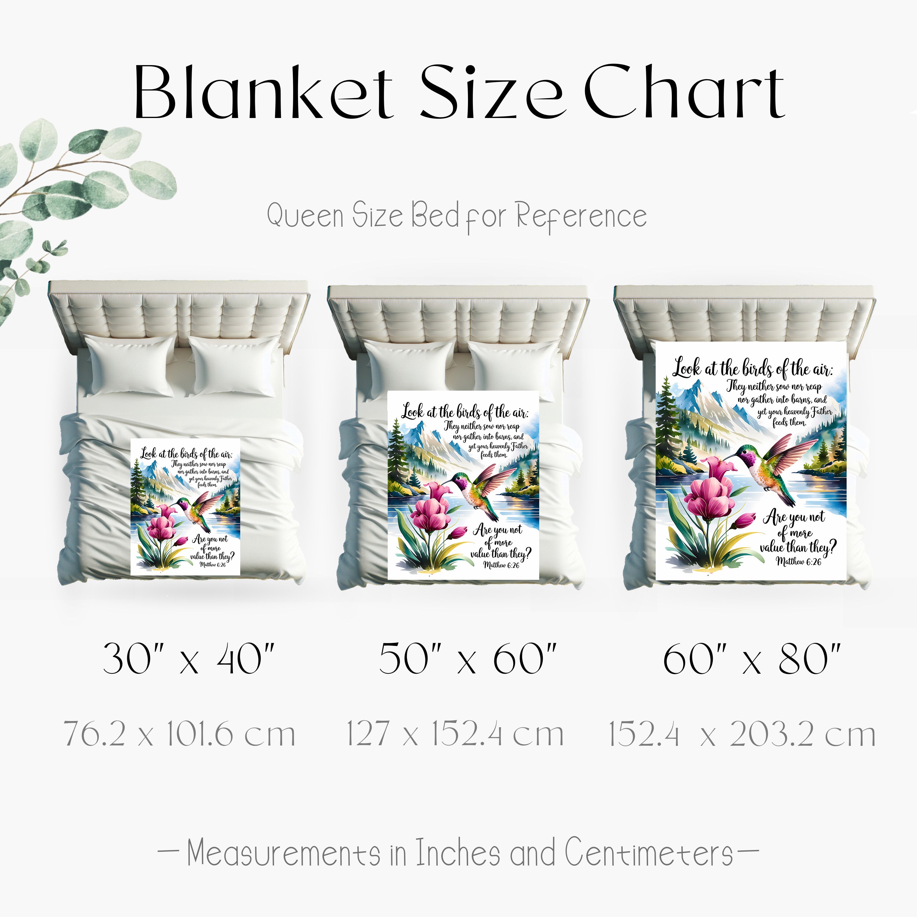 Hummingbird Blanket with Matthew 6:26 Bible Verse