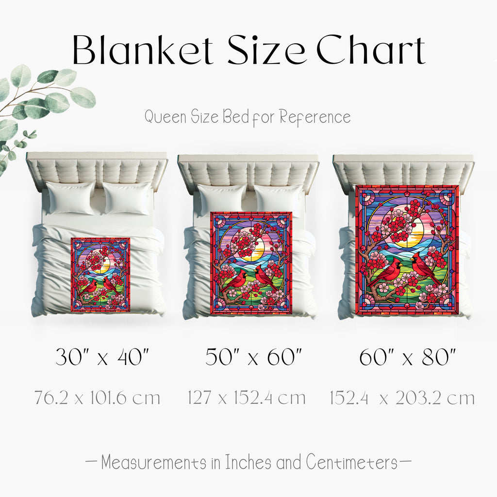 Stained-Glass Cardinal Red Bird Microfiber Blanket