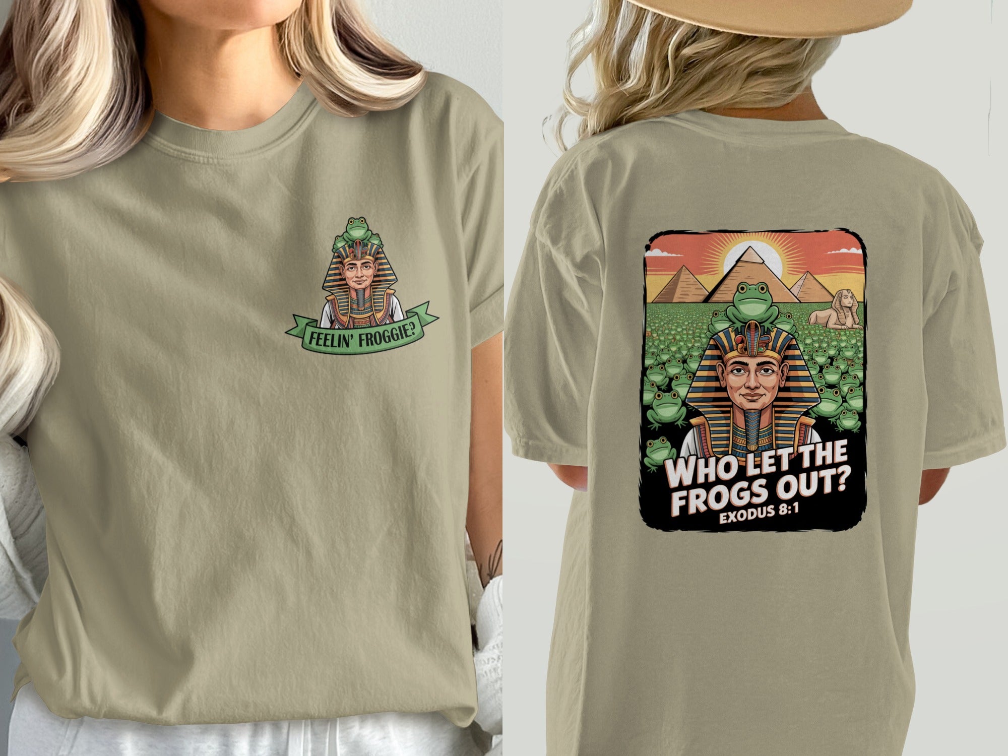 Who Let the Frogs Out? Graphic T-Shirt, Biblical Plague Exodus 8:1 Meme Tee