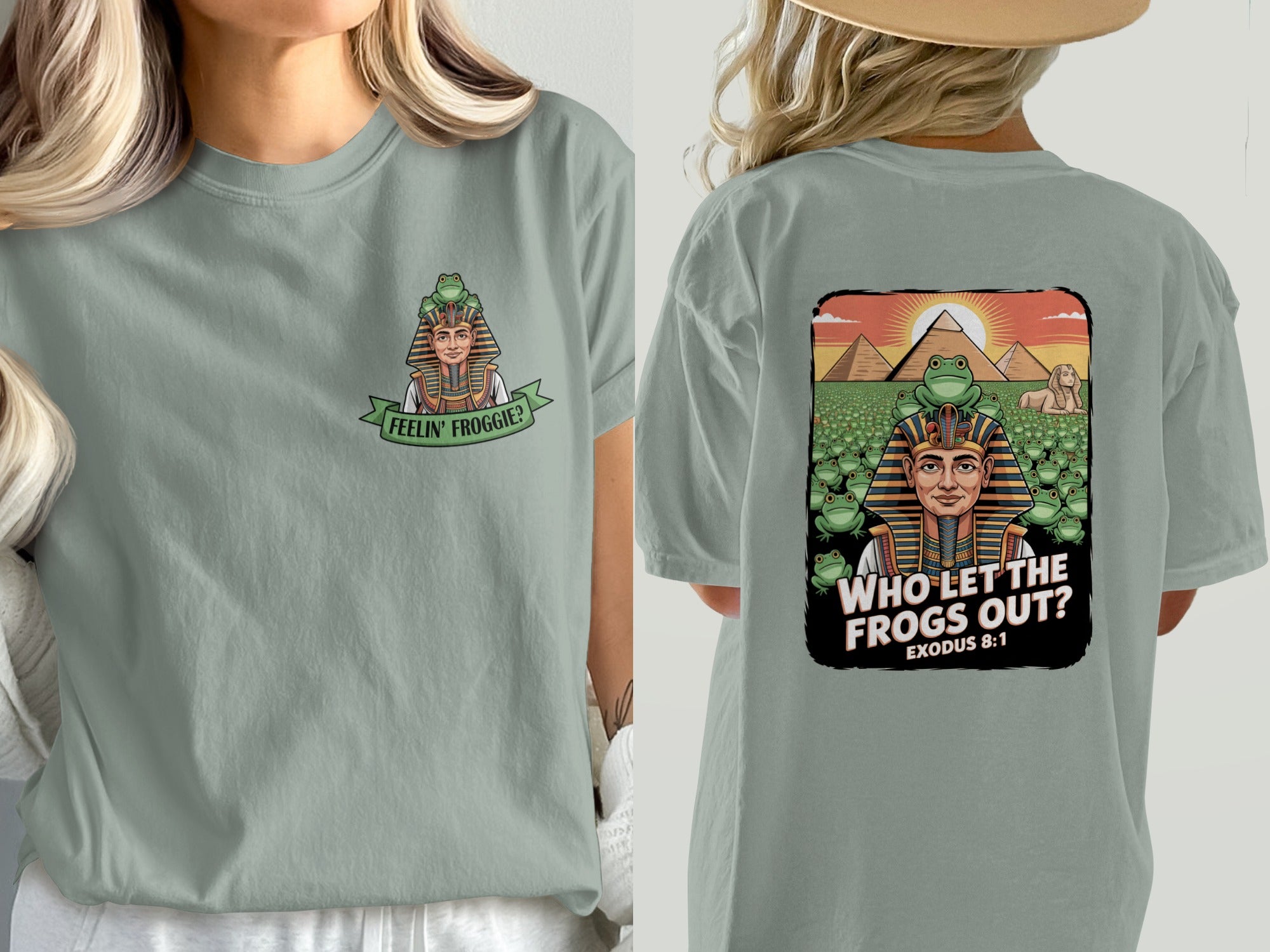 Who Let the Frogs Out? Graphic T-Shirt, Biblical Plague Exodus 8:1 Meme Tee