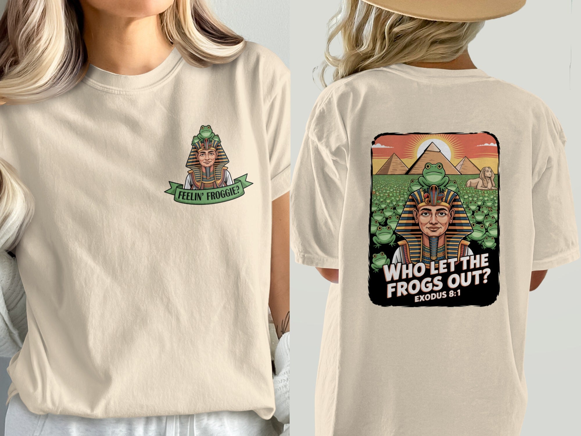Who Let the Frogs Out? Graphic T-Shirt, Biblical Plague Exodus 8:1 Meme Tee
