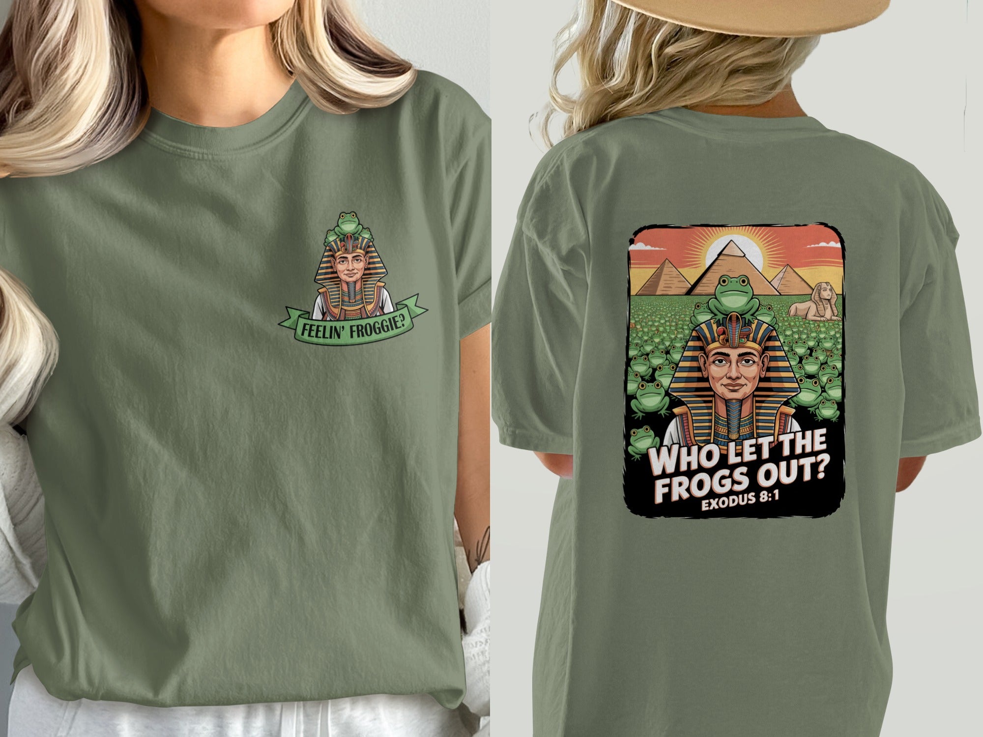 Who Let the Frogs Out? Graphic T-Shirt, Biblical Plague Exodus 8:1 Meme Tee