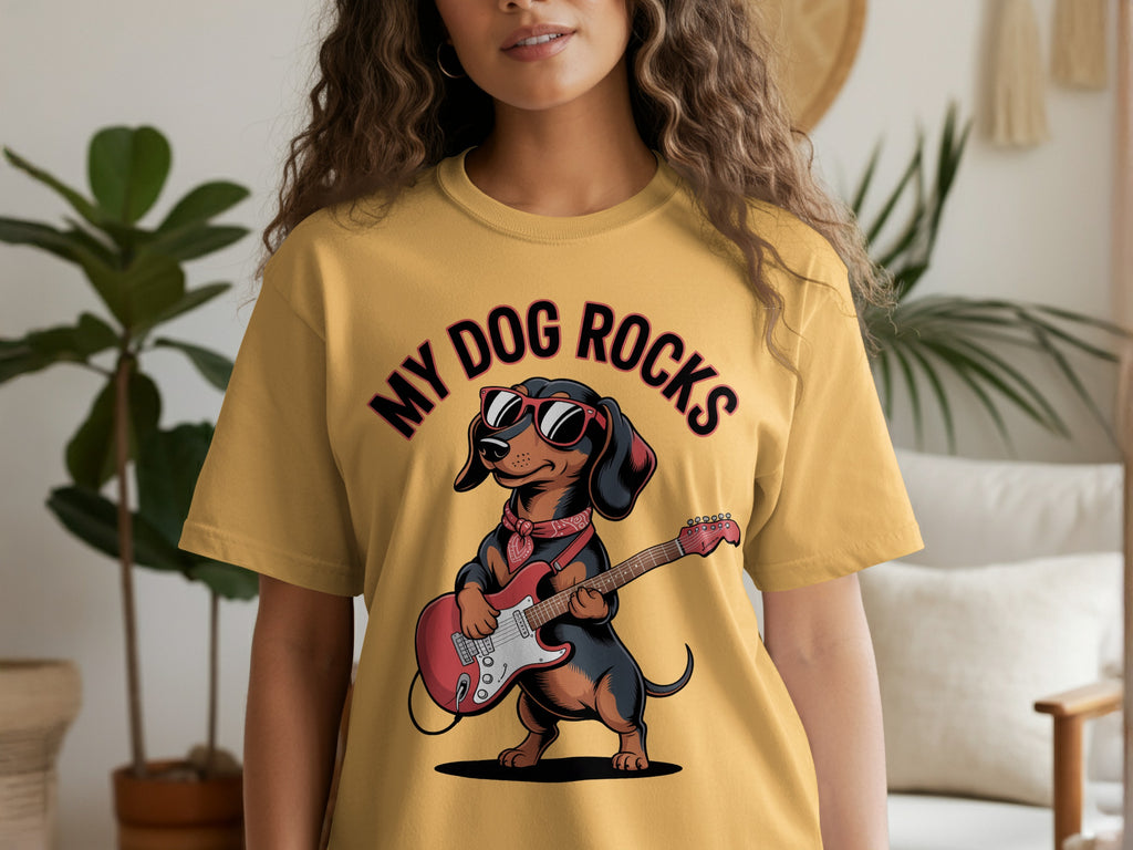 My Dog Rocks Tee, Dachshund Dog T-Shirt